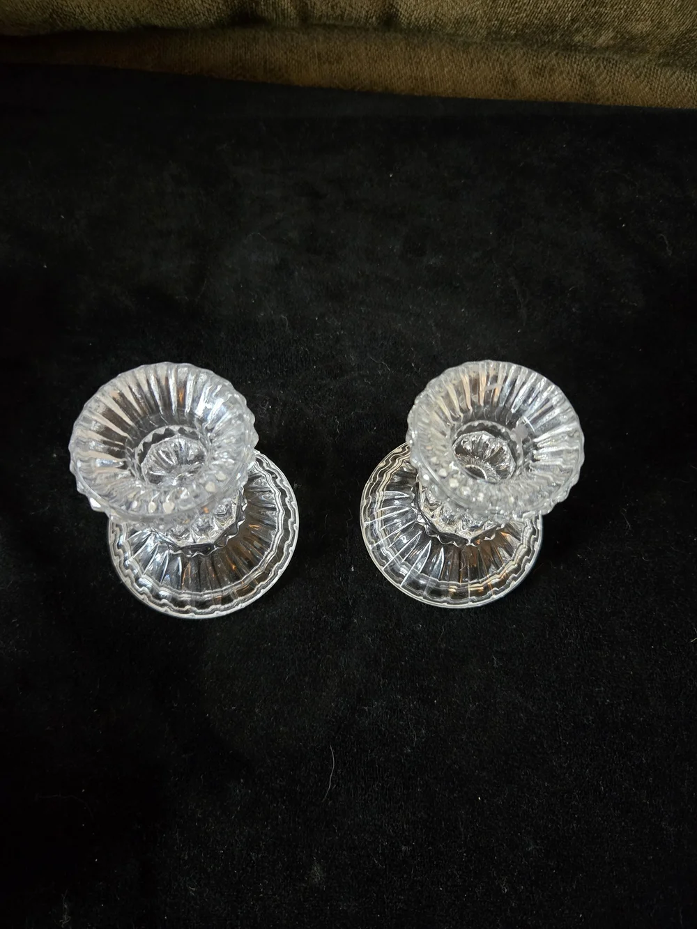 Pair of Clear Crystal Candle Holders, 3
